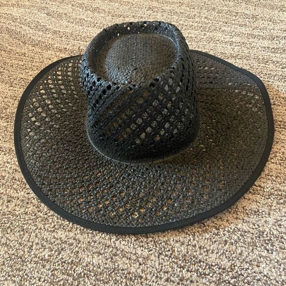 Anthropologie x Wyeth Black Van Palma Boater Hat Woven Straw - Picture 6 of 11